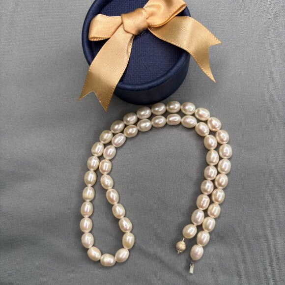 925 Silver Natural Pearl Necklace - Picture 1 of 7